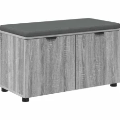 vidaXL Halbank met kussen met plank Grijze Sonoma 80 x 38 x 46 cm