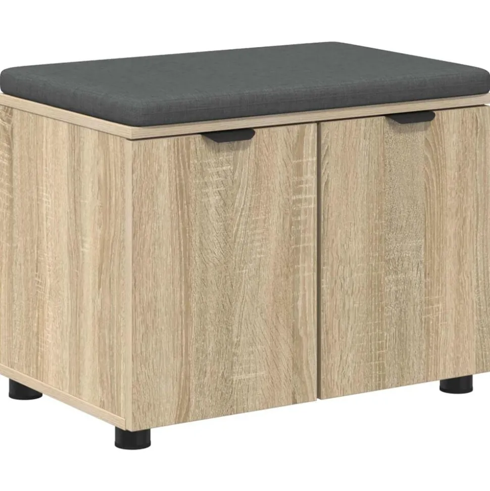 vidaXL Halbank met kussen met plank Sonoma Eiken 60 x 38 x 46 cm