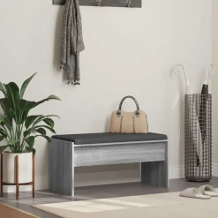 vidaXL Halbank met kussen Grijs Sonoma 83 x 38 x 40 cm