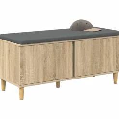 vidaXL Halbank met kussen met opslag Sonoma Eiken 100 x 38 x 46 cm