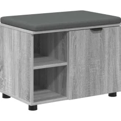 vidaXL Halbank met kussen met plank Grijze Sonoma 60 x 38 x 46 cm