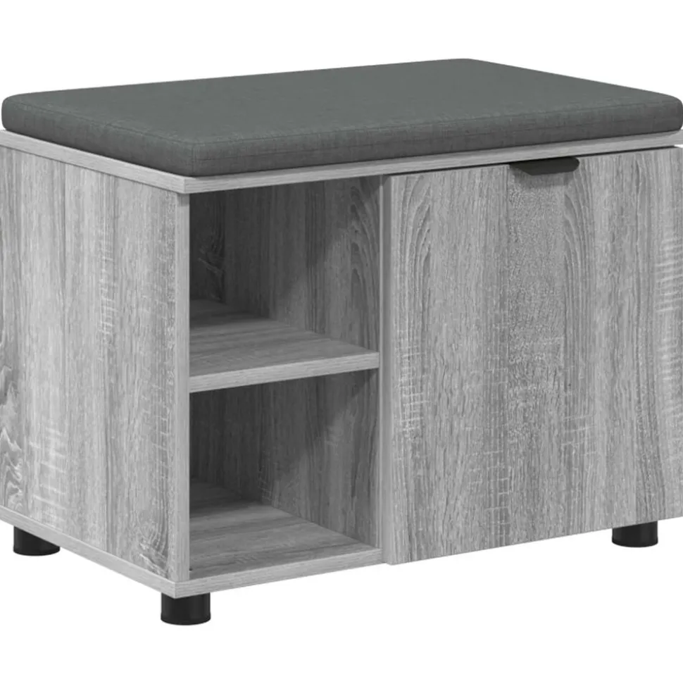 vidaXL Halbank met kussen met plank Grijze Sonoma 60 x 38 x 46 cm