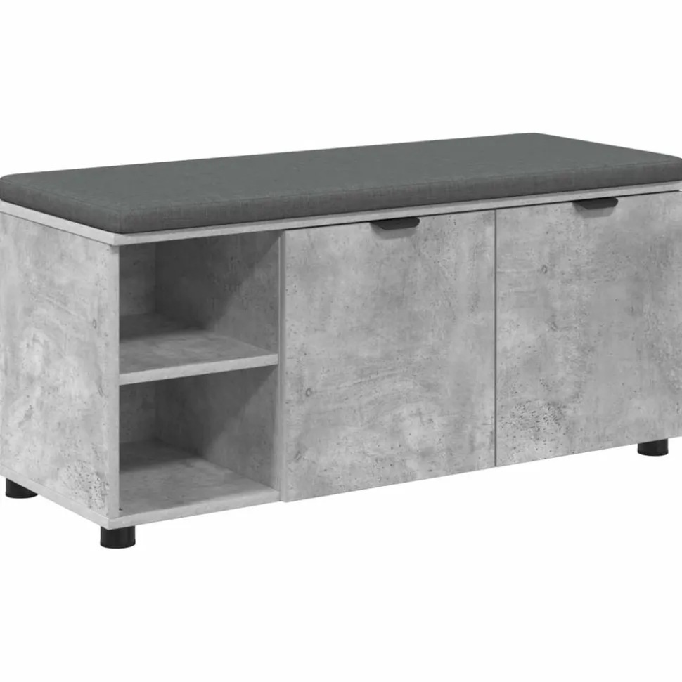 vidaXL Halbank met kussen met plank Beton Grijs 100 x 38 x 46 cm