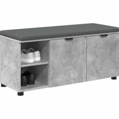 vidaXL Halbank met kussen met plank Beton Grijs 100 x 38 x 46 cm