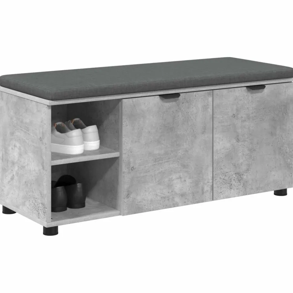 vidaXL Halbank met kussen met plank Beton Grijs 100 x 38 x 46 cm