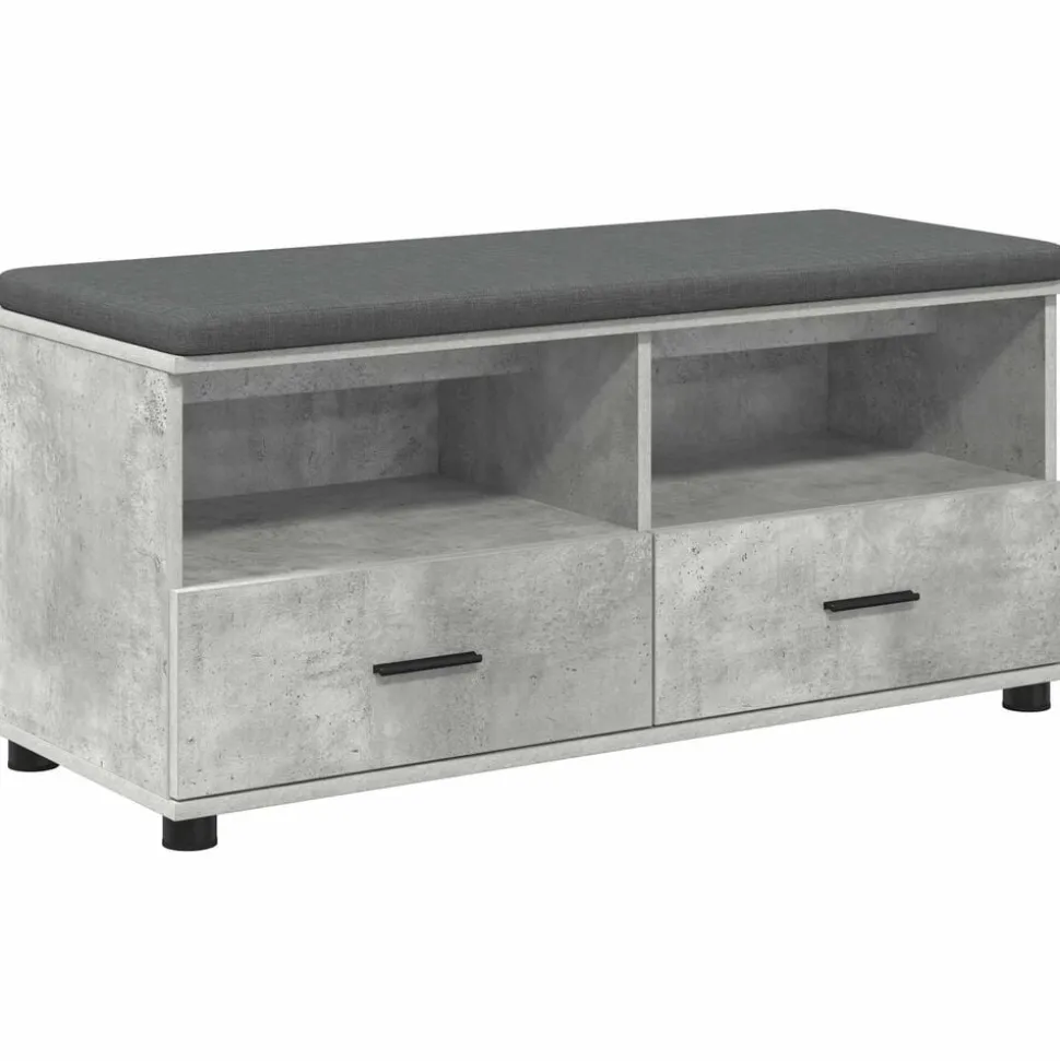 vidaXL Halbank met kussen met lade Beton Grijs 100 x 38 x 46 cm