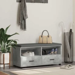 vidaXL Halbank met kussen met lade Beton Grijs 100 x 38 x 46 cm