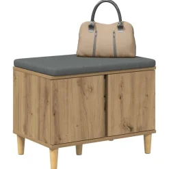 vidaXL Halbank met kussen met opslag Artisan Eik 60 x 38 x 46 cm