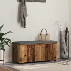 vidaXL Halbank met kussen met plank Oudhout 100 x 38 x 46 cm