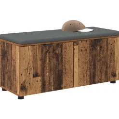 vidaXL Halbank met kussen met plank Oudhout 100 x 38 x 46 cm