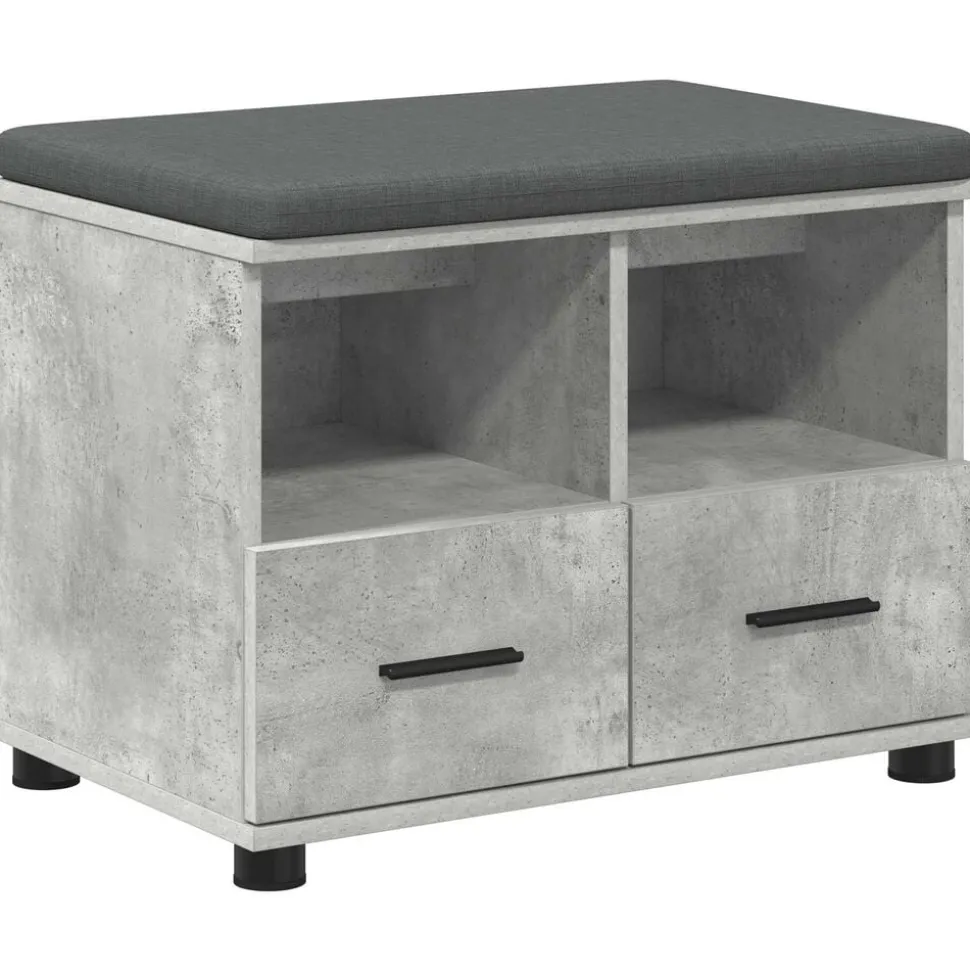 vidaXL Halbank met kussen met lade Beton Grijs 60 x 38 x 46 cm