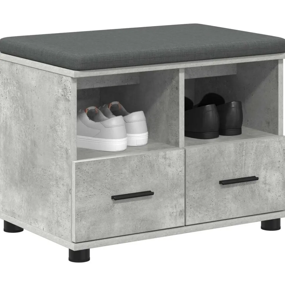 vidaXL Halbank met kussen met lade Beton Grijs 60 x 38 x 46 cm
