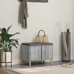vidaXL Halbank met kussen met opslag Grijze Sonoma 60 x 38 x 46 cm