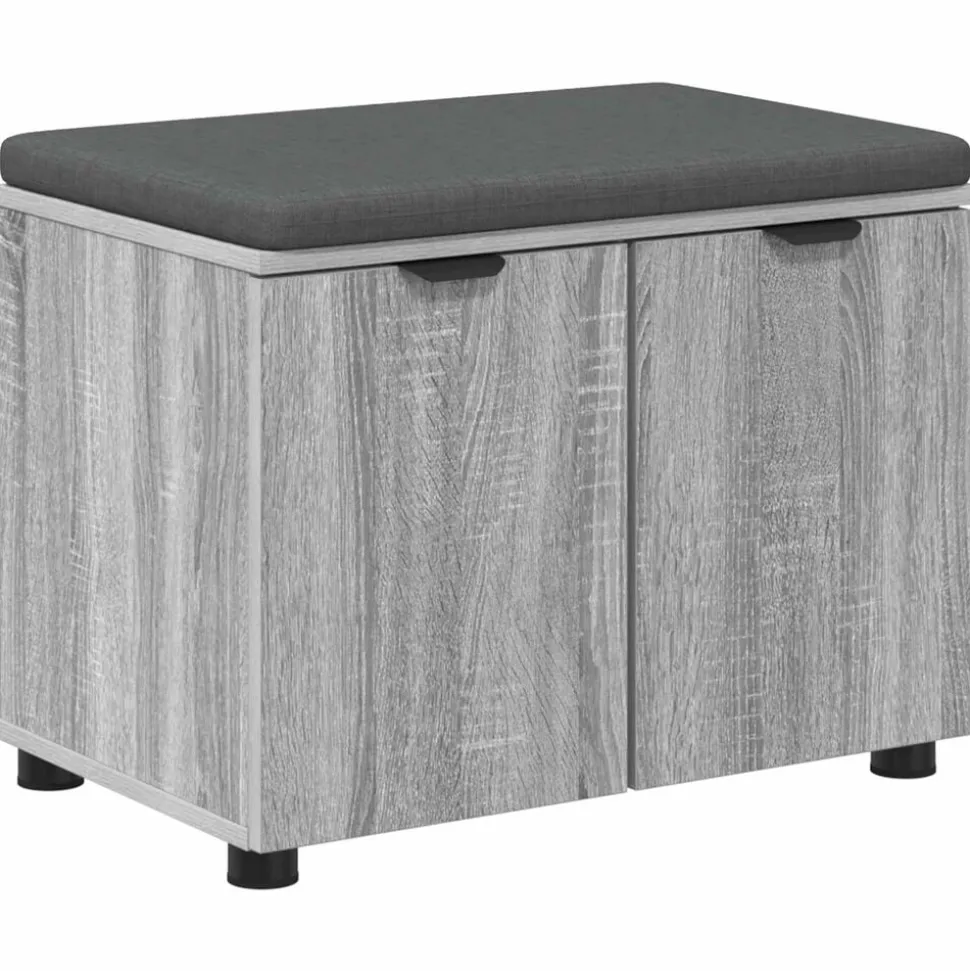 vidaXL Halbank met kussen met plank Grijze Sonoma 60 x 38 x 46 cm