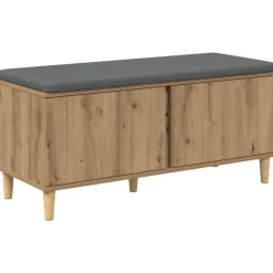 vidaXL Halbank met kussen met opslag Artisan Eik 100 x 38 x 46 cm