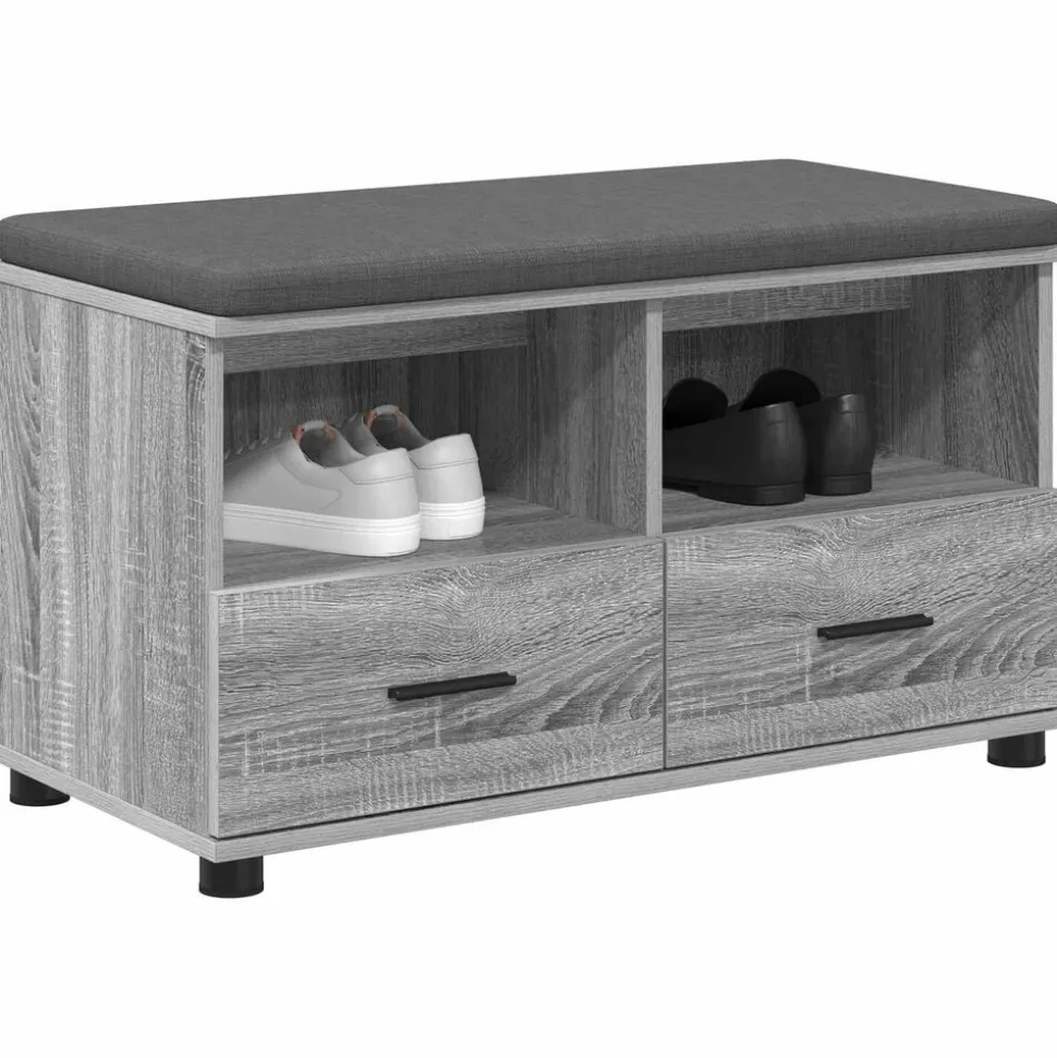 vidaXL Halbank met kussen met lade Grijze Sonoma 80 x 38 x 46 cm