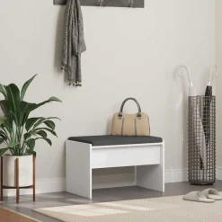 vidaXL Halbank met kussen Wit 63 x 38 x 40 cm