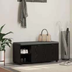 vidaXL Halbank met kussen met plank Zwarte Eik 100 x 38 x 46 cm