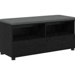 vidaXL Halbank met kussen met lade Zwarte Eik 100 x 38 x 46 cm