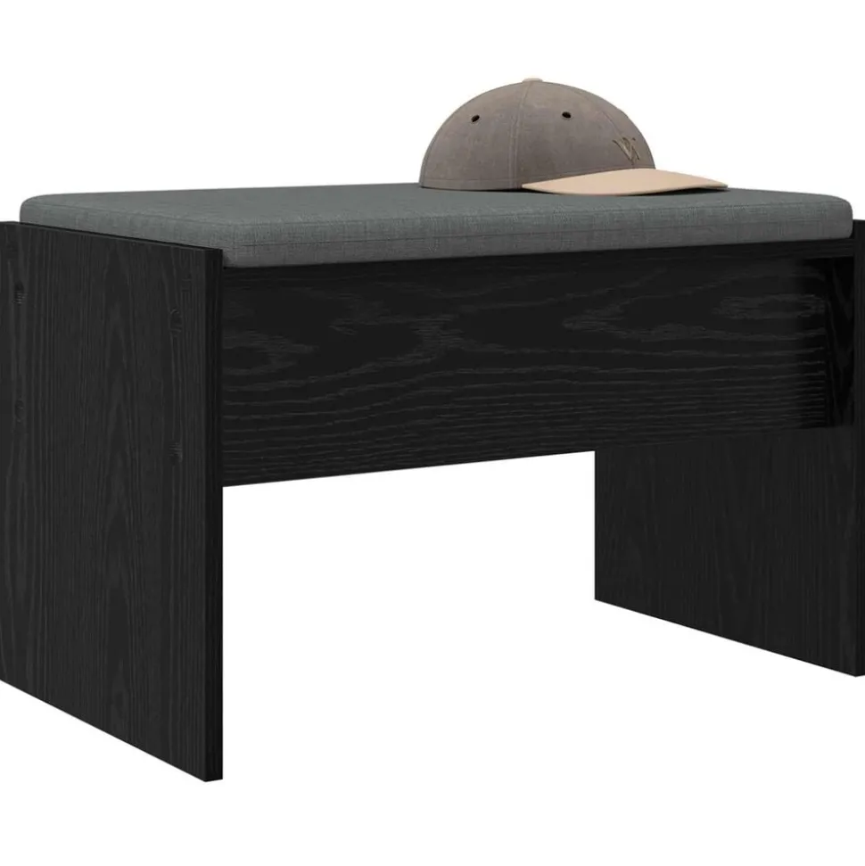 vidaXL Halbank met kussen Zwart Eiken 63 x 38 x 40 cm