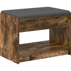 vidaXL Halbank met kussen met plank Gerookte Eik 63 x 38 x 45 cm