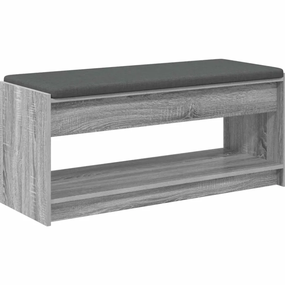 vidaXL Halbank met kussen met plank Grijze Sonoma 103 x 38 x 45 cm