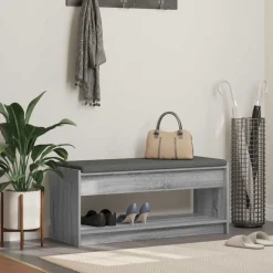 vidaXL Halbank met kussen met plank Grijze Sonoma 103 x 38 x 45 cm