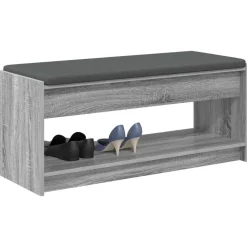 vidaXL Halbank met kussen met plank Grijze Sonoma 103 x 38 x 45 cm