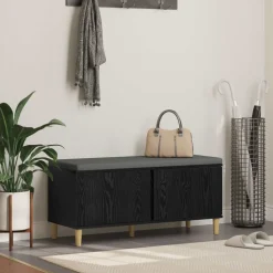 vidaXL Halbank met kussen met opslag Zwarte Eik 100 x 38 x 46 cm