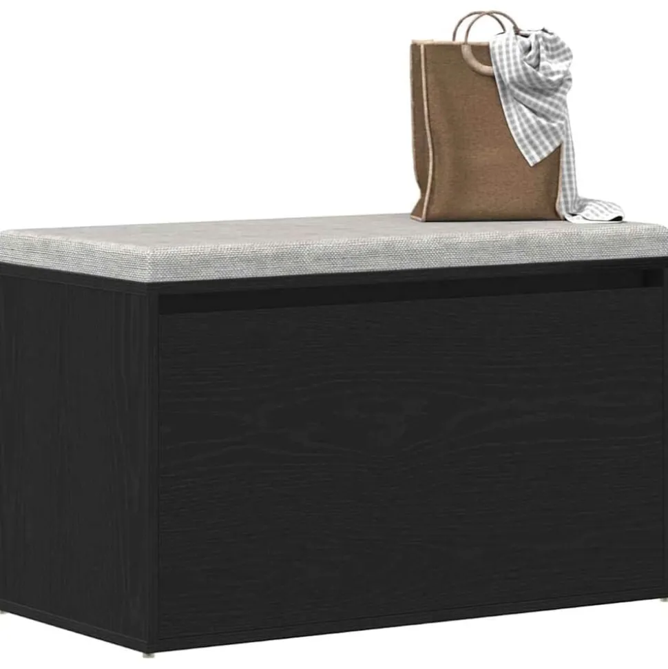 vidaXL Halbank met lade Zwart Eiken 80 x 40 x 45 cm Bewerkt hout