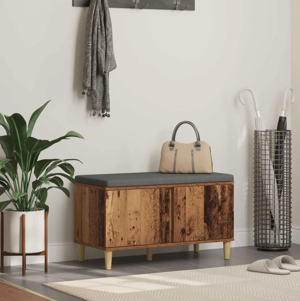 vidaXL Halbank Oudhout 80 x 38 x 46 cm Geïndustrialiseerd hout en stof