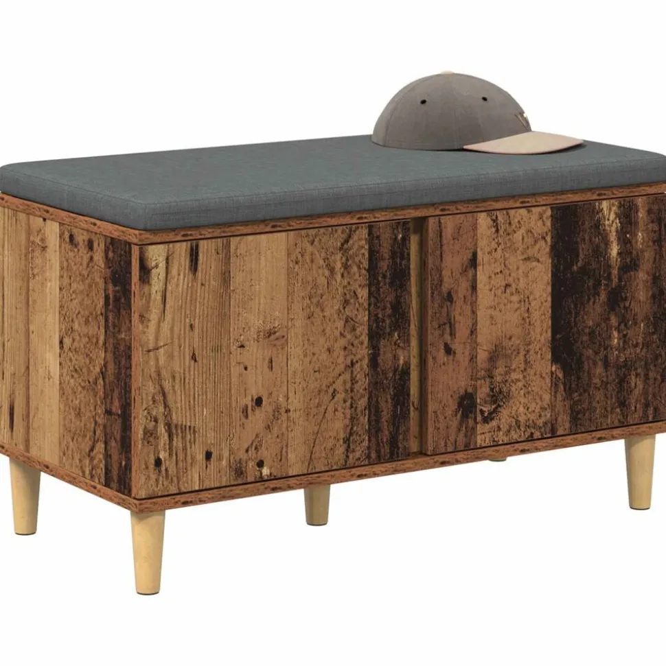 vidaXL Halbank Oudhout 80 x 38 x 46 cm Geïndustrialiseerd hout en stof