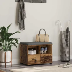 vidaXL Halbank Oudhout 60 x 38 x 46 cm Geïndustrialiseerd hout en stof