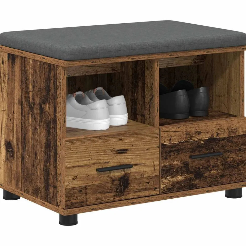 vidaXL Halbank Oudhout 60 x 38 x 46 cm Geïndustrialiseerd hout en stof
