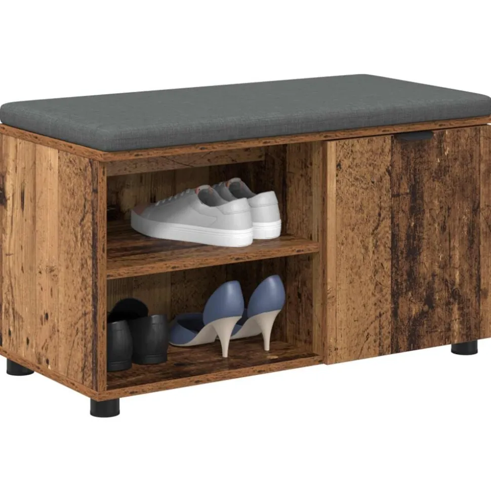 vidaXL Halbank Oudhout 80 x 38 x 46 cm Geïndustrialiseerd hout en stof