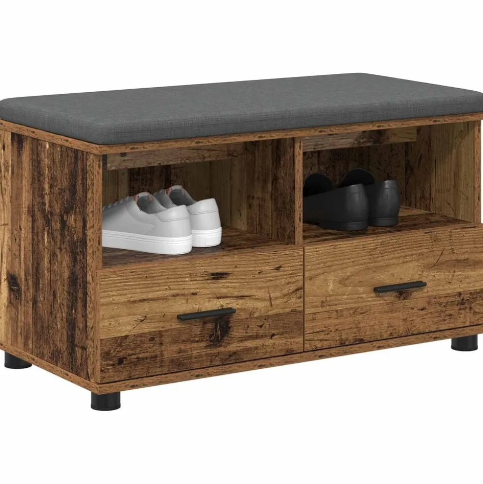 vidaXL Halbank Oudhout 80 x 38 x 46 cm Geïndustrialiseerd hout en stof
