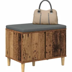 vidaXL Halbank Oudhout 60 x 38 x 46 cm Geïndustrialiseerd hout en stof