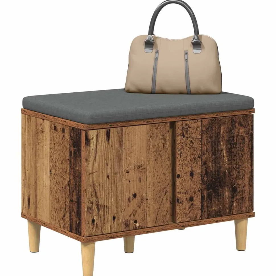 vidaXL Halbank Oudhout 60 x 38 x 46 cm Geïndustrialiseerd hout en stof