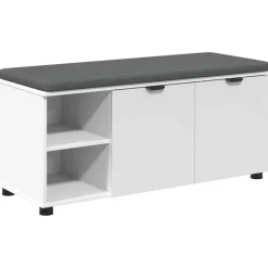vidaXL Halbank Wit 100 x 38 x 46 cm Geïndustrialiseerd hout en stof