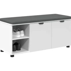 vidaXL Halbank Wit 100 x 38 x 46 cm Geïndustrialiseerd hout en stof