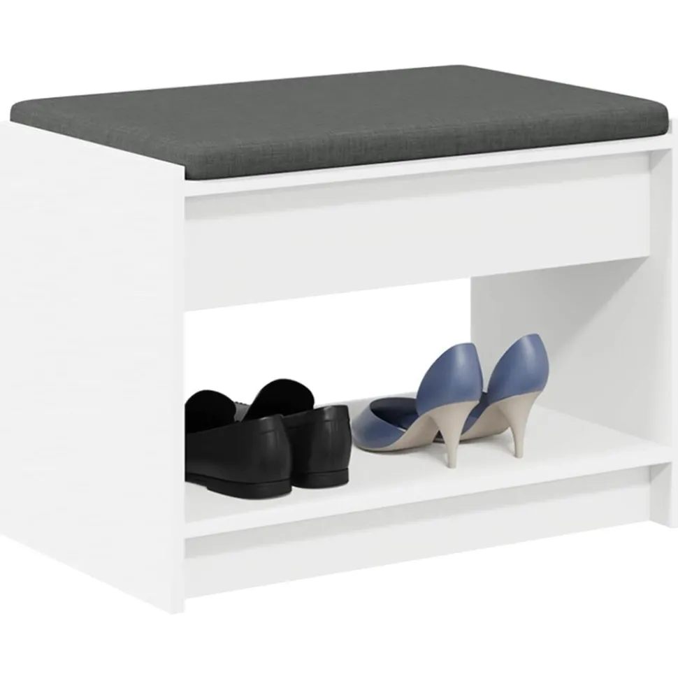 vidaXL Halbank Wit 63 x 38 x 45 cm Geïndustrialiseerd hout en stof