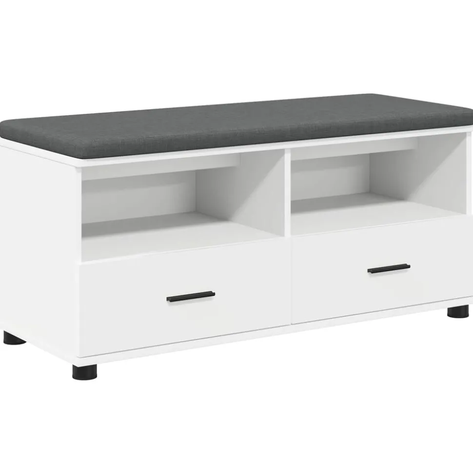 vidaXL Halbank Wit 100 x 38 x 46 cm Geïndustrialiseerd hout en stof