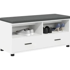 vidaXL Halbank Wit 100 x 38 x 46 cm Geïndustrialiseerd hout en stof