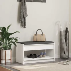 vidaXL Halbank Wit 83 x 38 x 45 cm Geïndustrialiseerd hout en stof