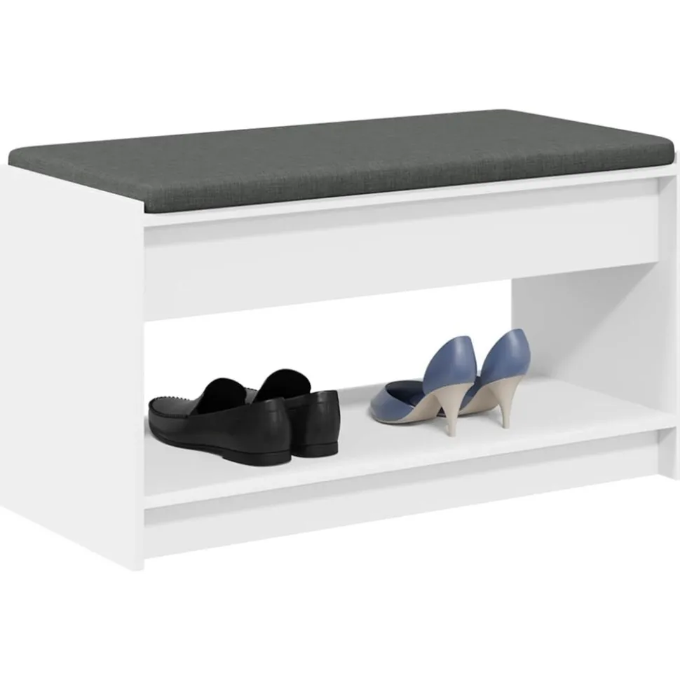 vidaXL Halbank Wit 83 x 38 x 45 cm Geïndustrialiseerd hout en stof