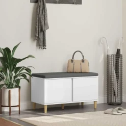 vidaXL Halbank Wit 80 x 38 x 46 cm Geïndustrialiseerd hout en stof