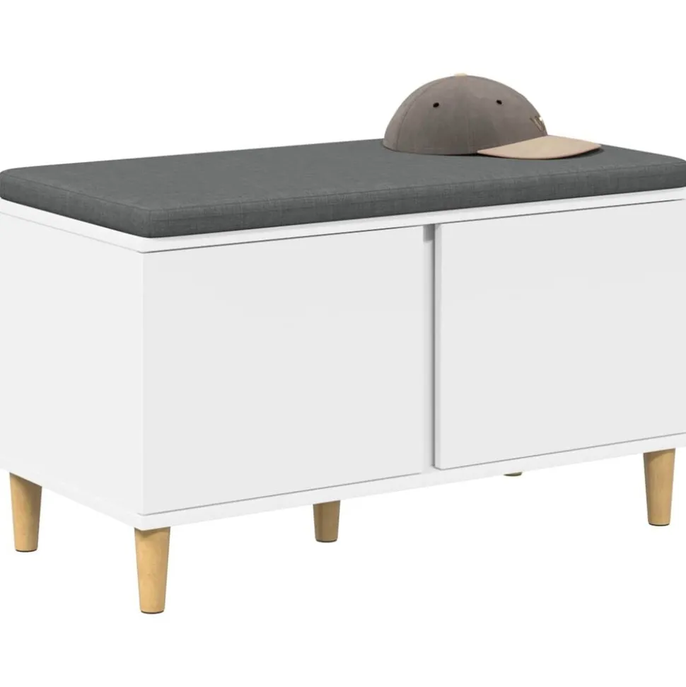 vidaXL Halbank Wit 80 x 38 x 46 cm Geïndustrialiseerd hout en stof