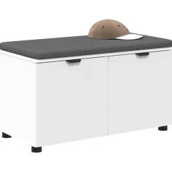 vidaXL Halbank Wit 80 x 38 x 46 cm Geïndustrialiseerd hout en stof