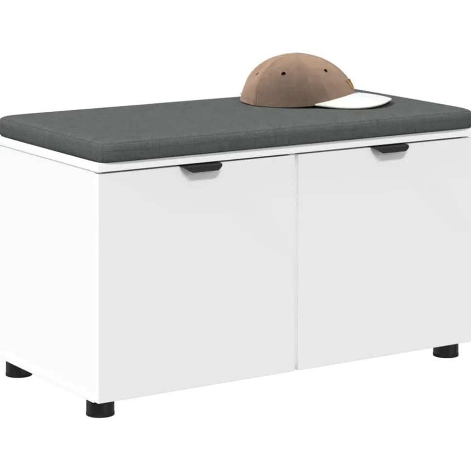 vidaXL Halbank Wit 80 x 38 x 46 cm Geïndustrialiseerd hout en stof