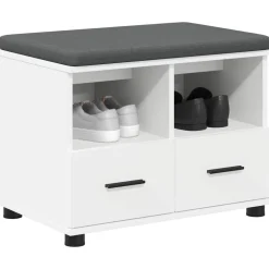 vidaXL Halbank Wit 60 x 38 x 46 cm Bewerkt hout en stof